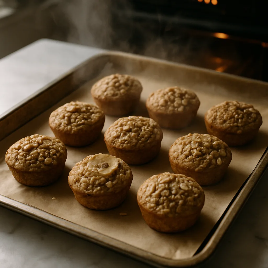 Banana Oat Protein Muffins cooking in progress