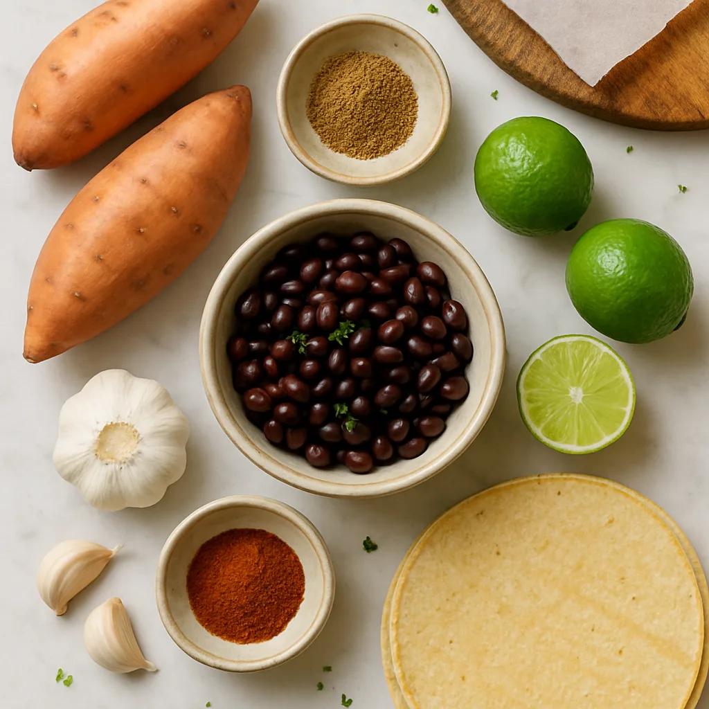 Ingredients for Black Bean & Sweet Potato Tacos