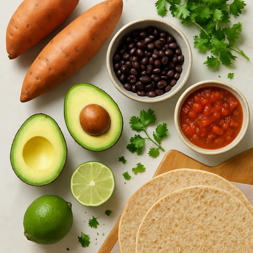 Ingredients for Black Bean Sweet Potato Wrap