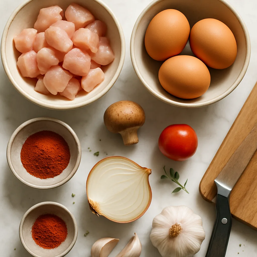 Ingredients for Chicken Sausage & Egg Breakfast Skillet
