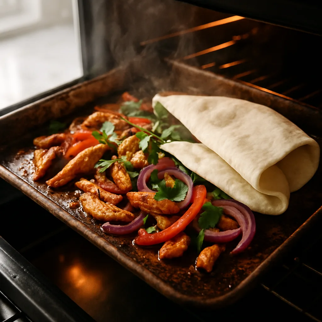 Chicken Shawarma Wrap cooking in progress