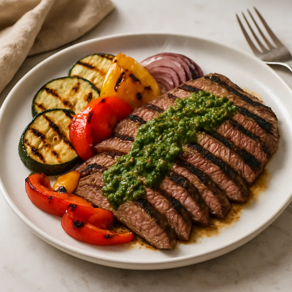 Chimichurri Flank Steak with Grilled Vegetables