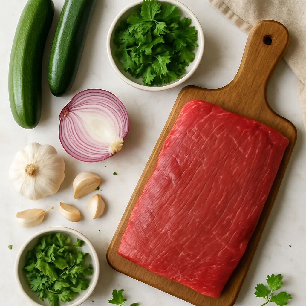Ingredients for Chimichurri Flank Steak with Grilled Vegetables