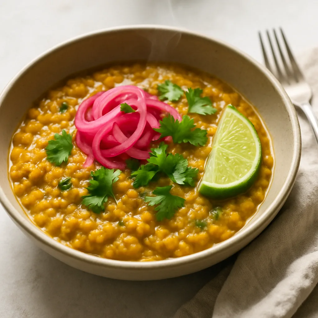 Coconut Curry Lentil Bowls with Pickled Onions