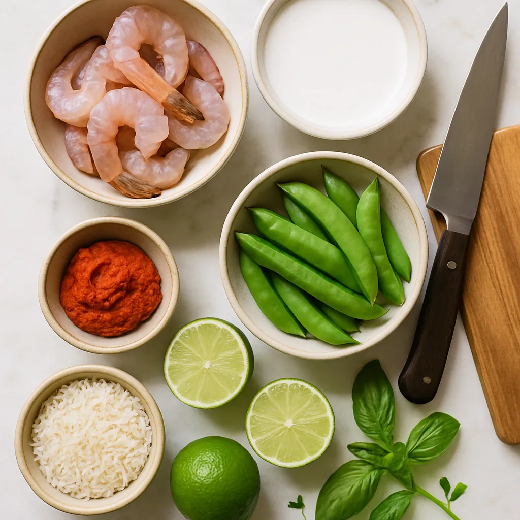 Ingredients for Coconut Lime Shrimp Curry