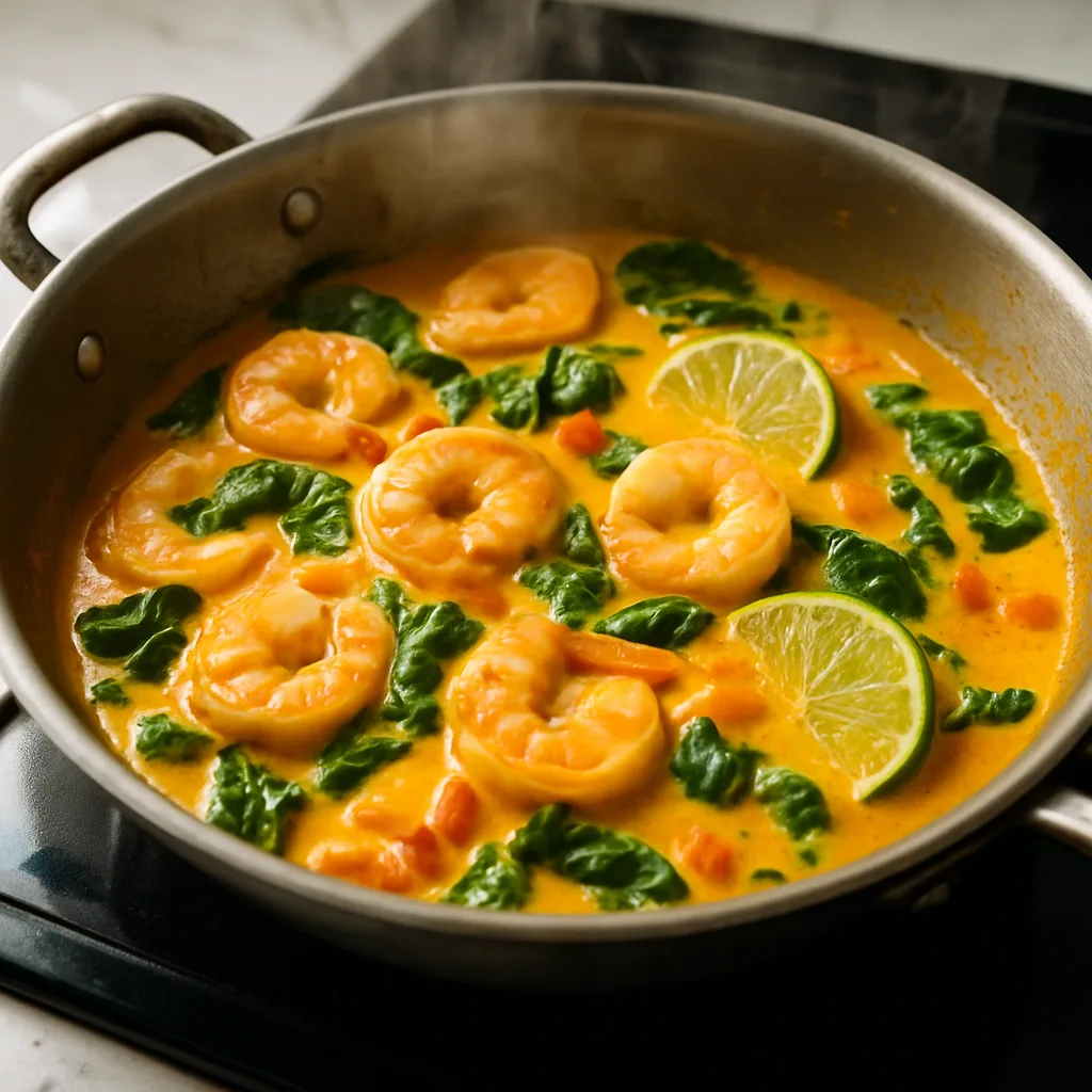 Coconut Lime Shrimp Curry cooking in progress