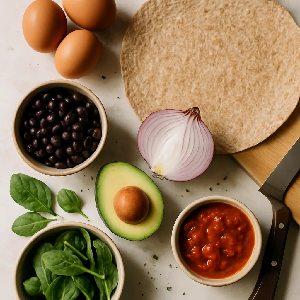 Ingredients for Egg White & Veggie Breakfast Burrito