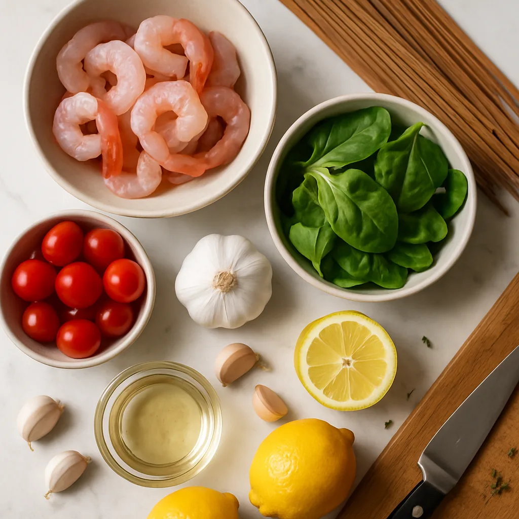 Ingredients for Garlic Butter Shrimp with Whole Wheat Linguine