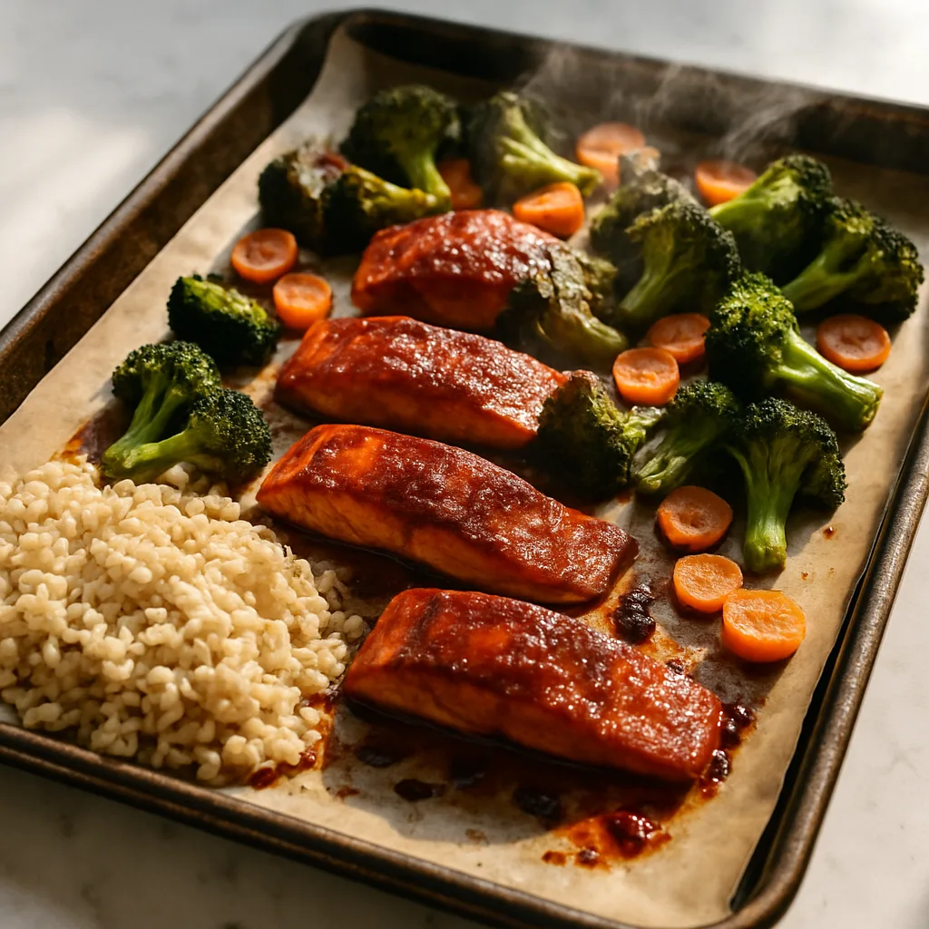 Gochujang Salmon Rice Bowls cooking in progress