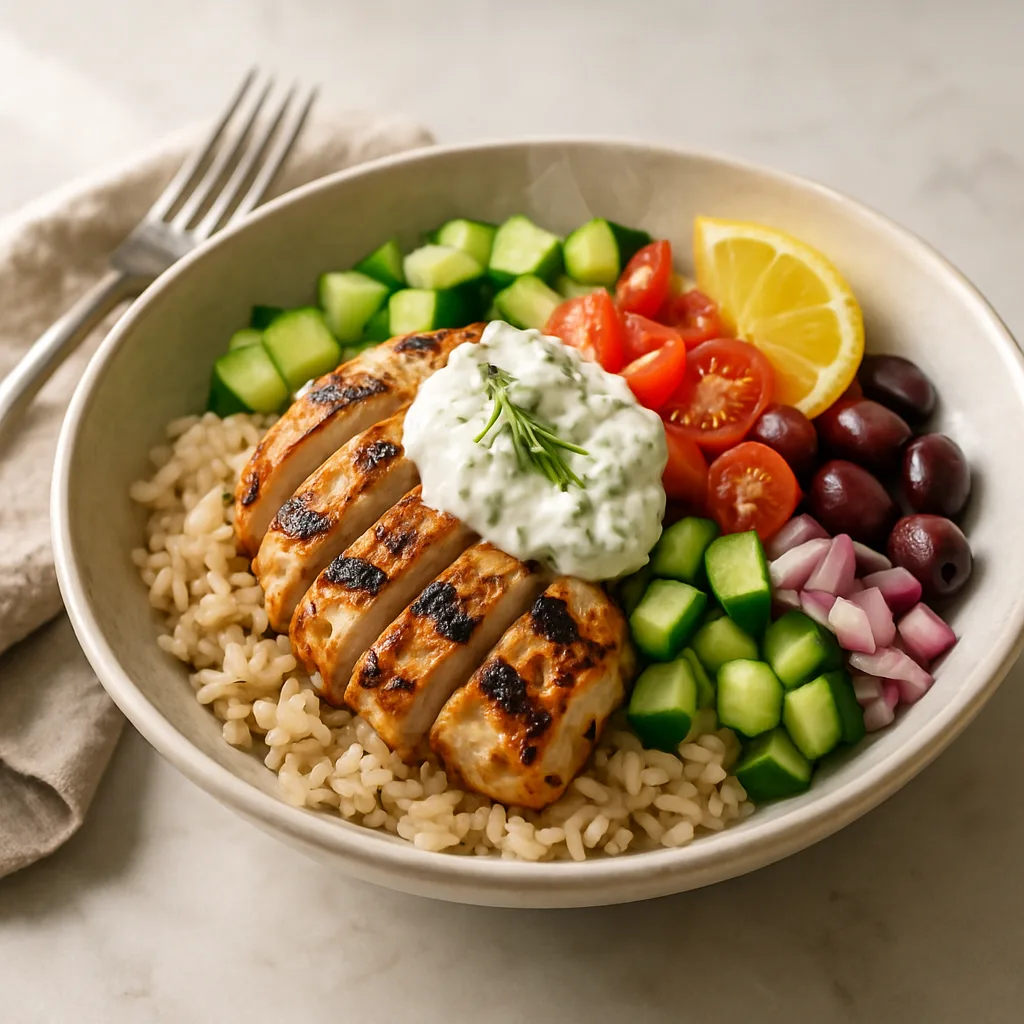 Greek Chicken Souvlaki Bowl