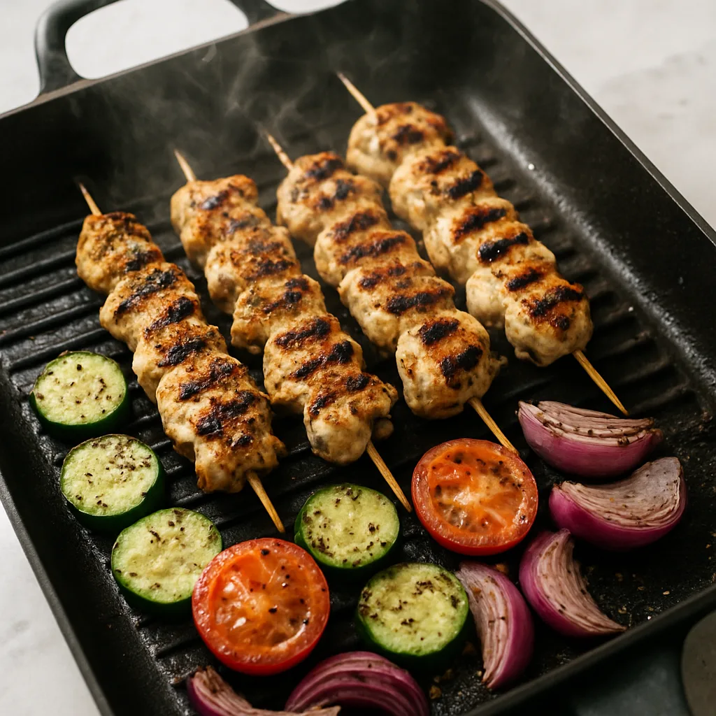 Greek Chicken Souvlaki Bowl cooking in progress