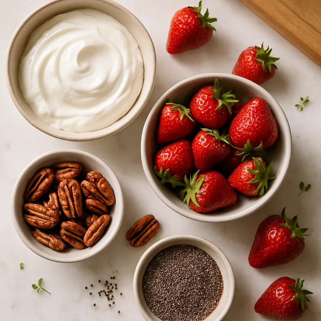 Ingredients for Greek Yogurt Berry Sundae