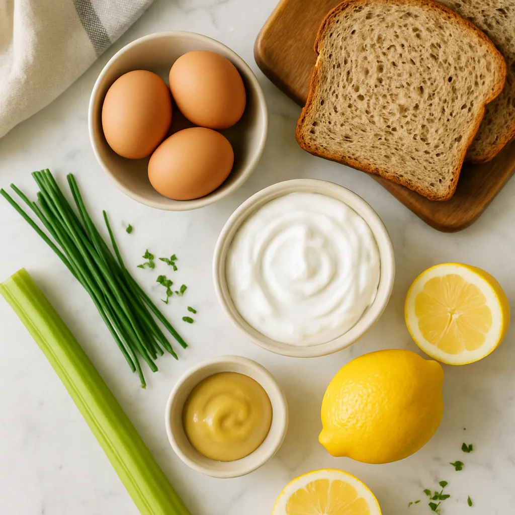 Ingredients for Greek Yogurt Egg Salad Sandwich