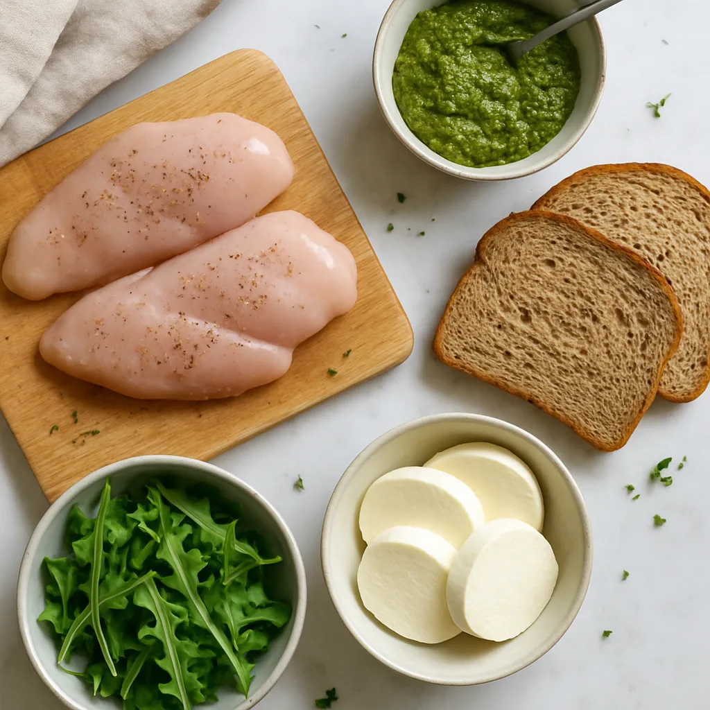 Ingredients for Grilled Chicken Pesto Sandwich