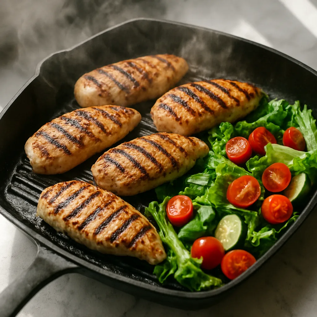 Grilled Chicken Salad cooking in progress