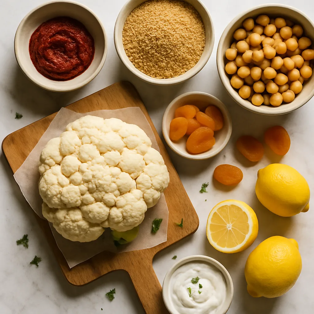 Ingredients for Harissa Cauliflower Steaks with Herbed Couscous