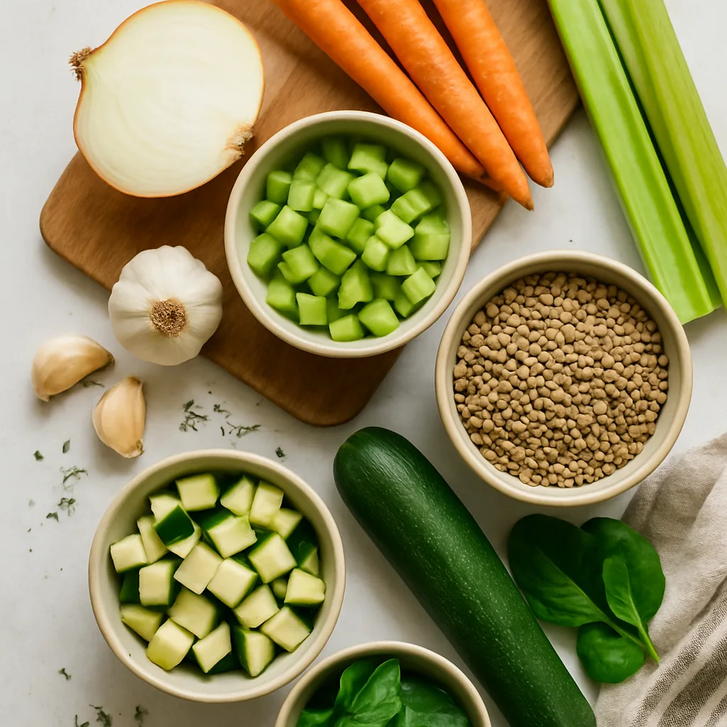 Ingredients for Hearty Vegetable Lentil Soup