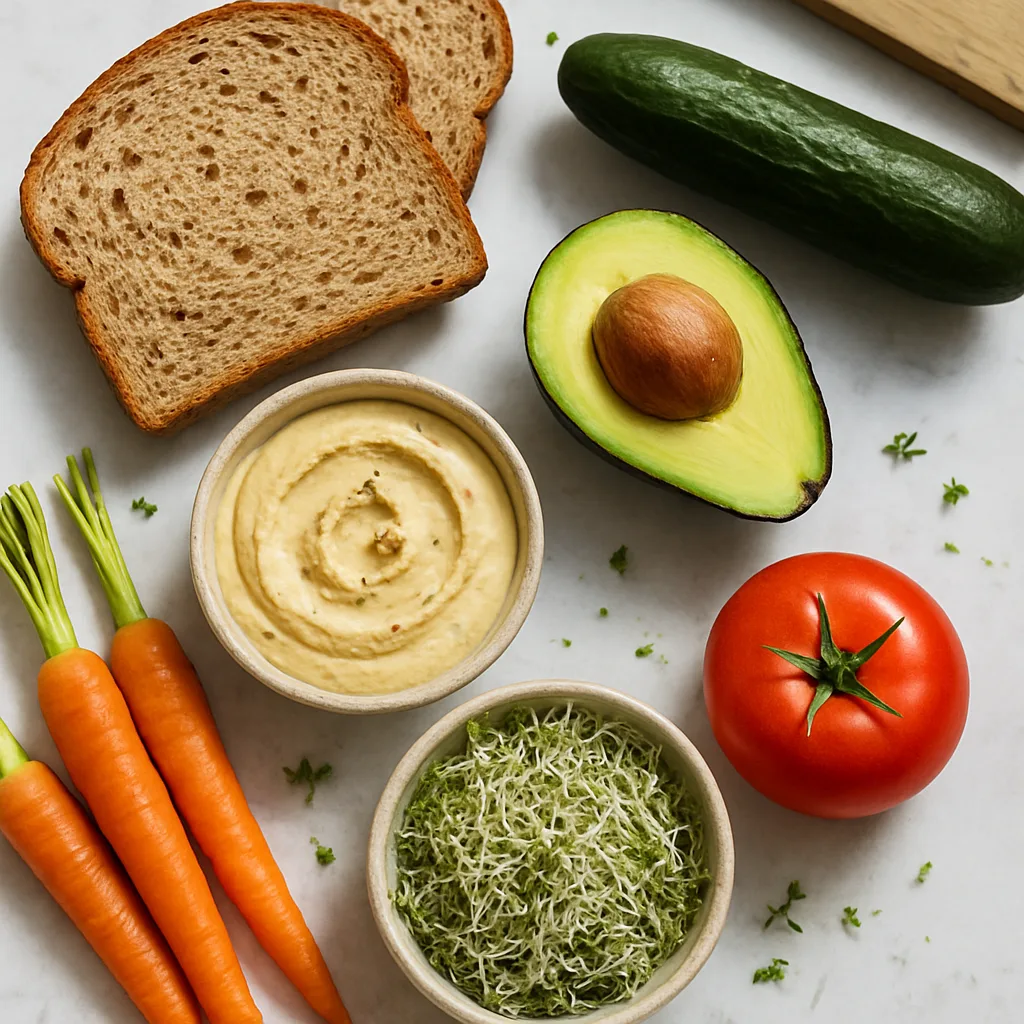 Ingredients for Hummus Veggie Sandwich