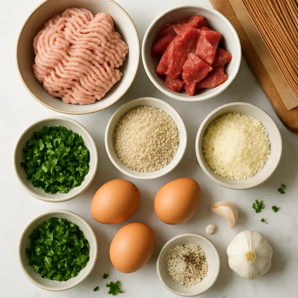 Ingredients for Italian Turkey-Beef Meatballs with Whole Wheat Spaghetti