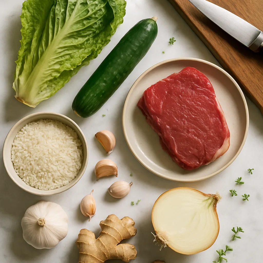 Ingredients for Korean Beef Lettuce Wraps