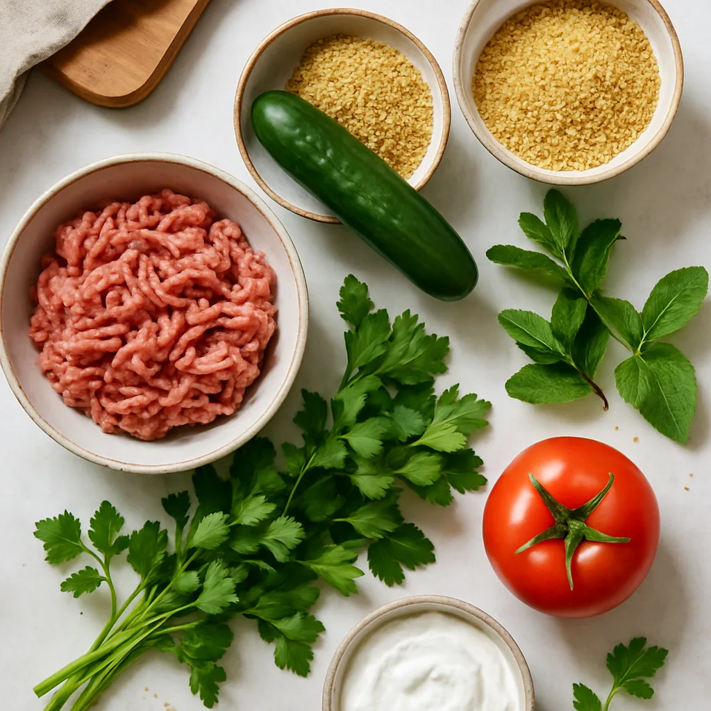 Ingredients for Lamb Kofta with Tzatziki & Tabbouleh