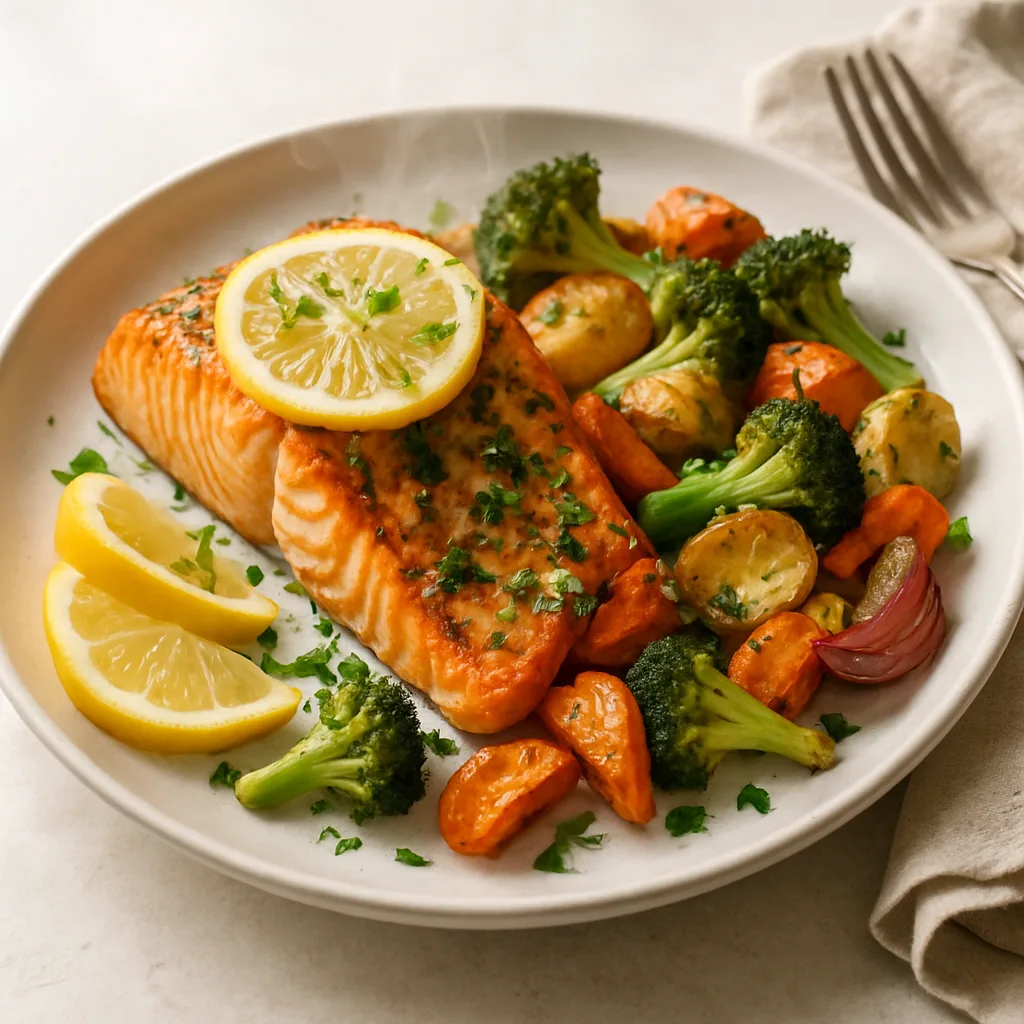 Lemon Herb Baked Salmon with Roasted Vegetables
