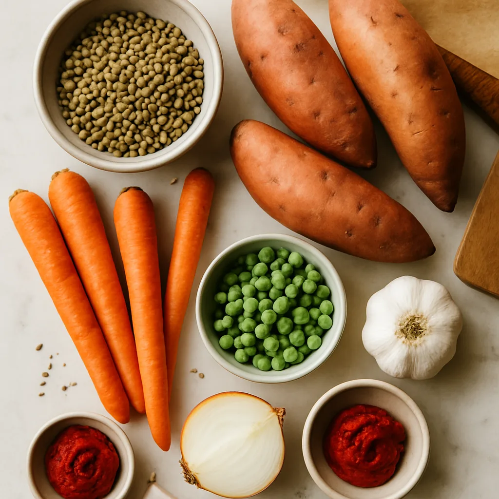 Ingredients for Lentil & Sweet Potato Shepherd's Pie