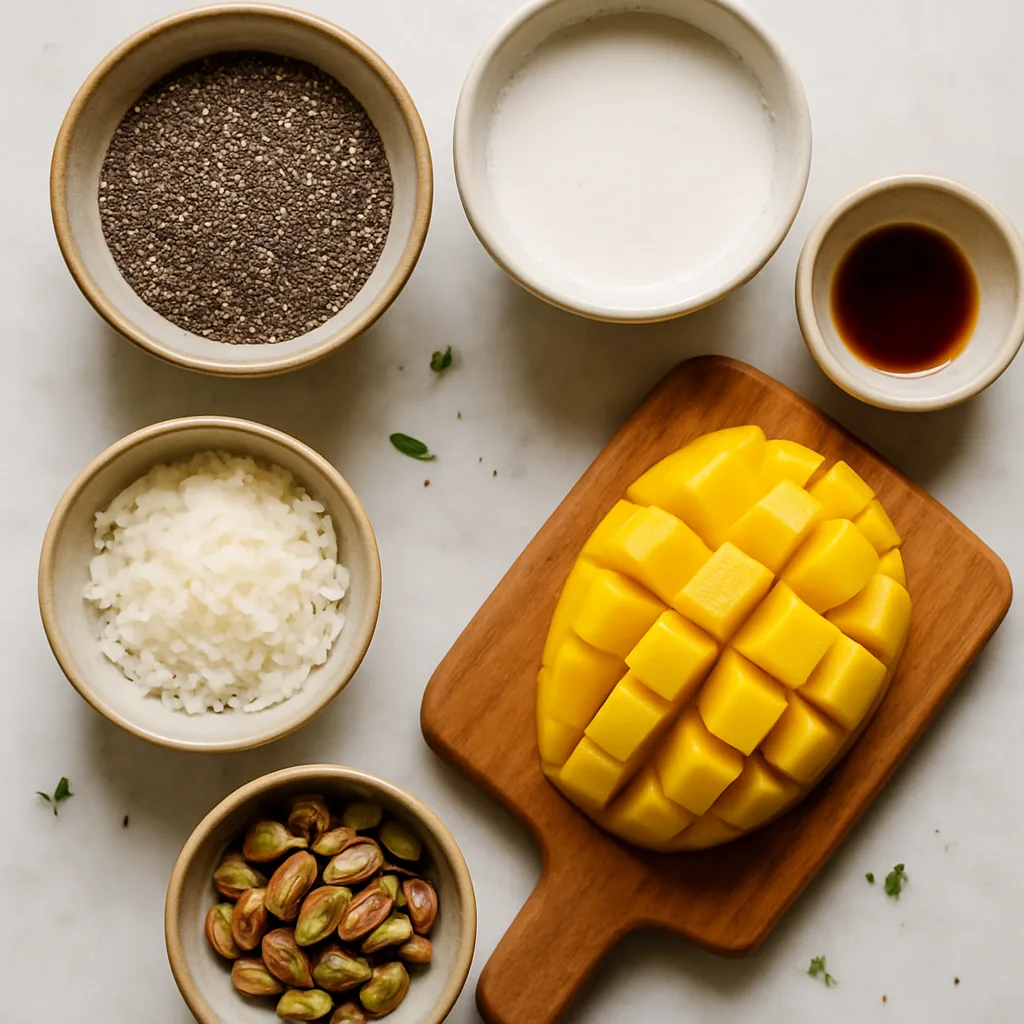 Ingredients for Mango Coconut Chia Seed Pudding