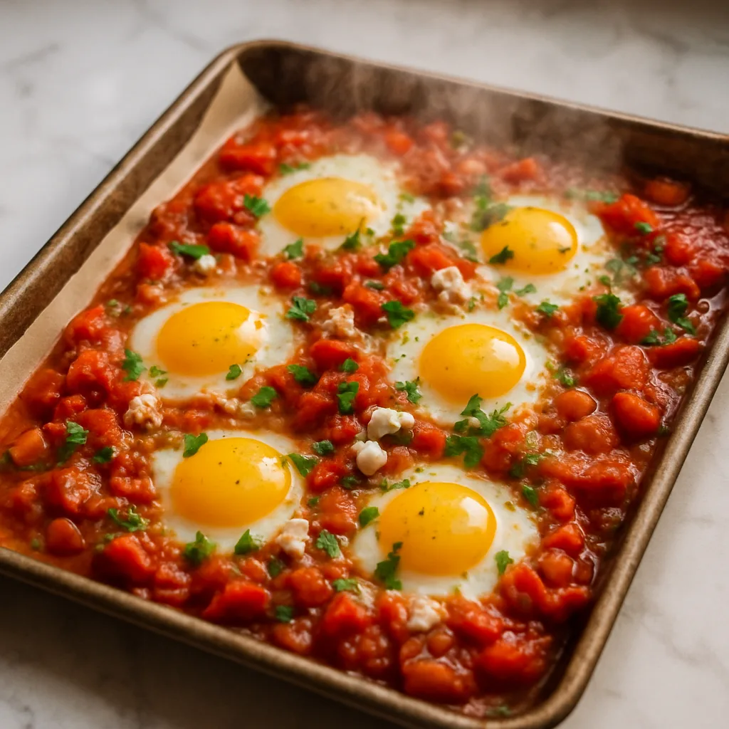 Mediterranean Baked Eggs (Shakshuka) cooking in progress