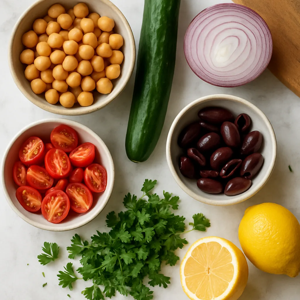 Ingredients for Mediterranean Chickpea Salad