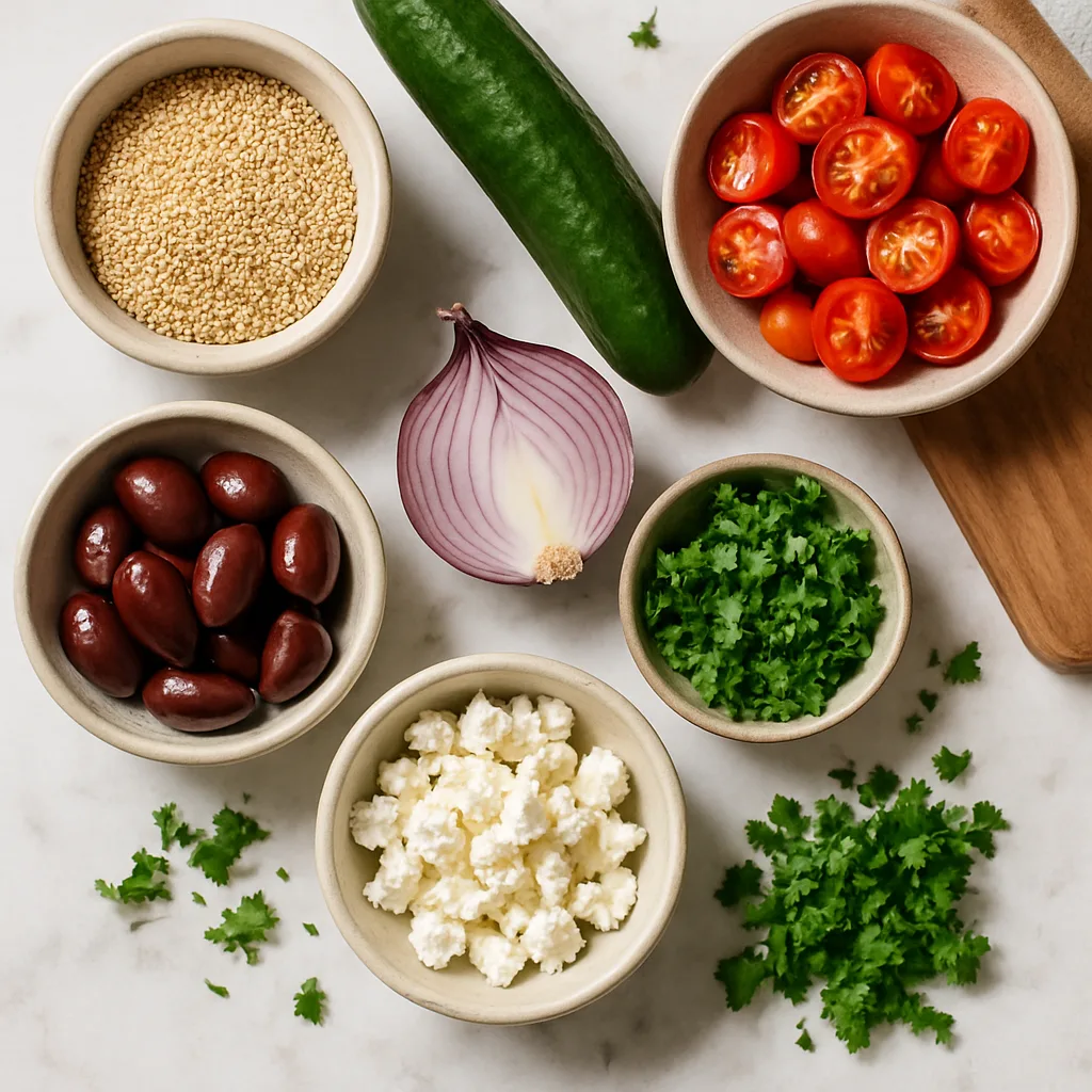 Ingredients for Mediterranean Quinoa Salad