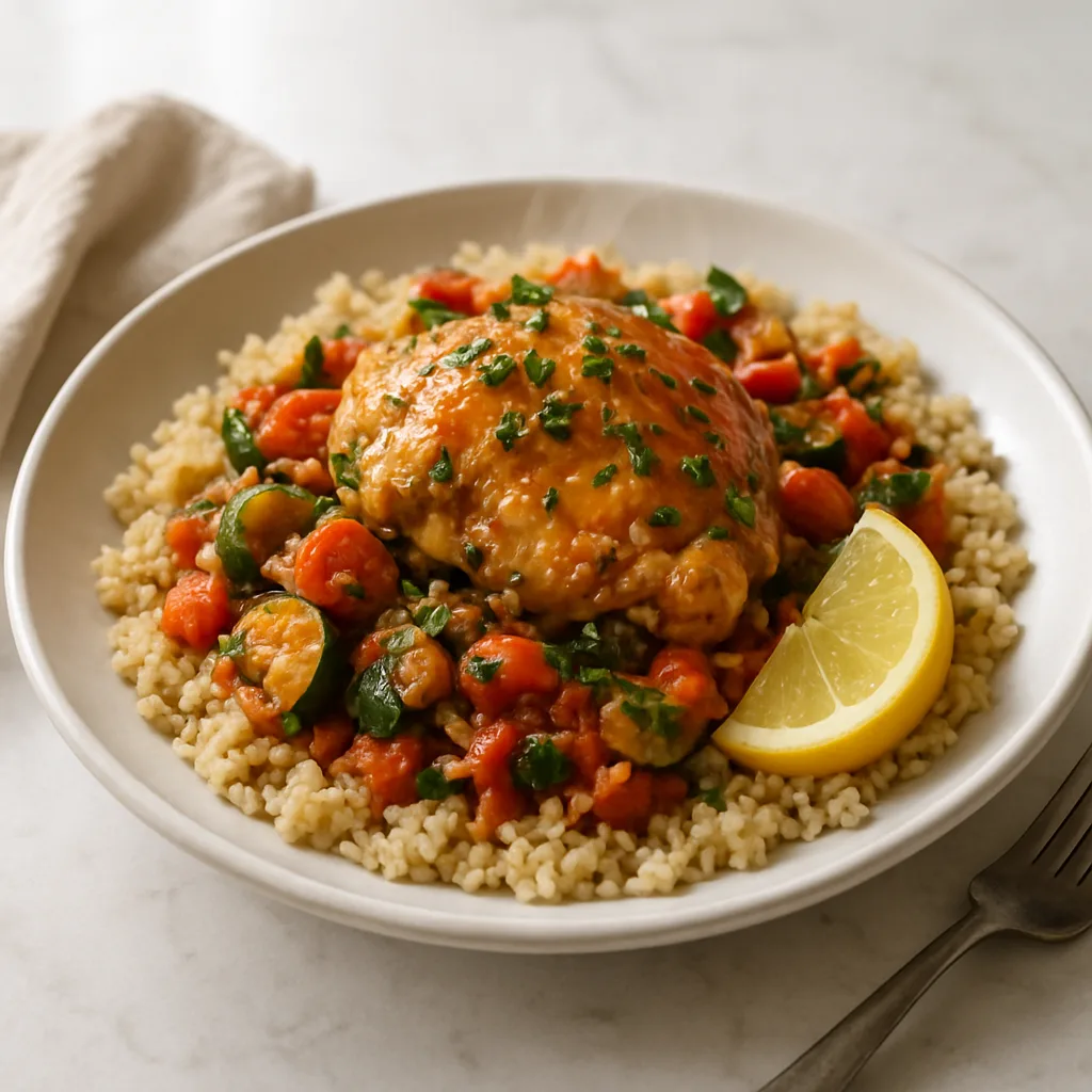 Mediterranean Slow Cooker Chicken Thighs with Quinoa