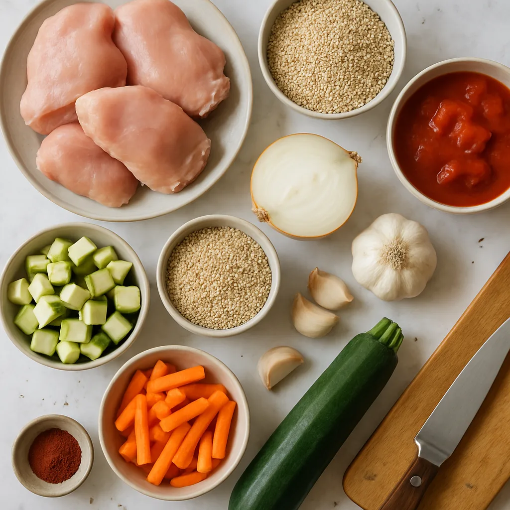 Ingredients for Mediterranean Slow Cooker Chicken Thighs with Quinoa