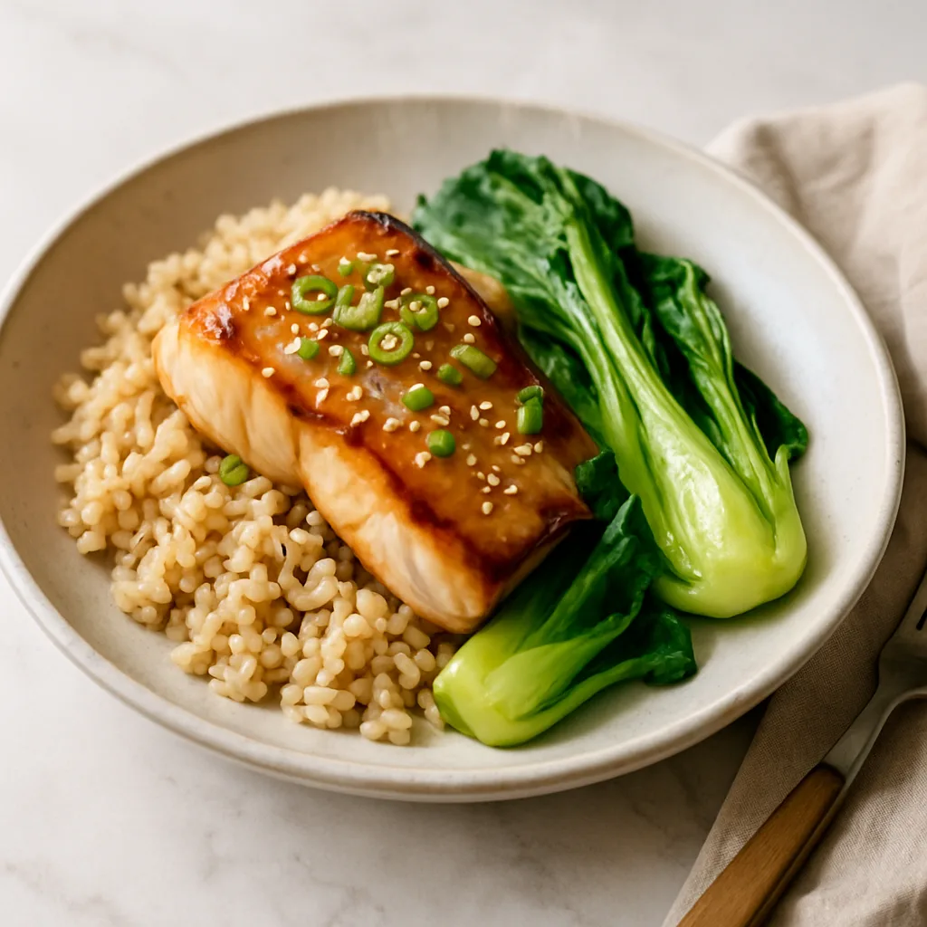 Miso-Glazed Cod with Bok Choy & Brown Rice