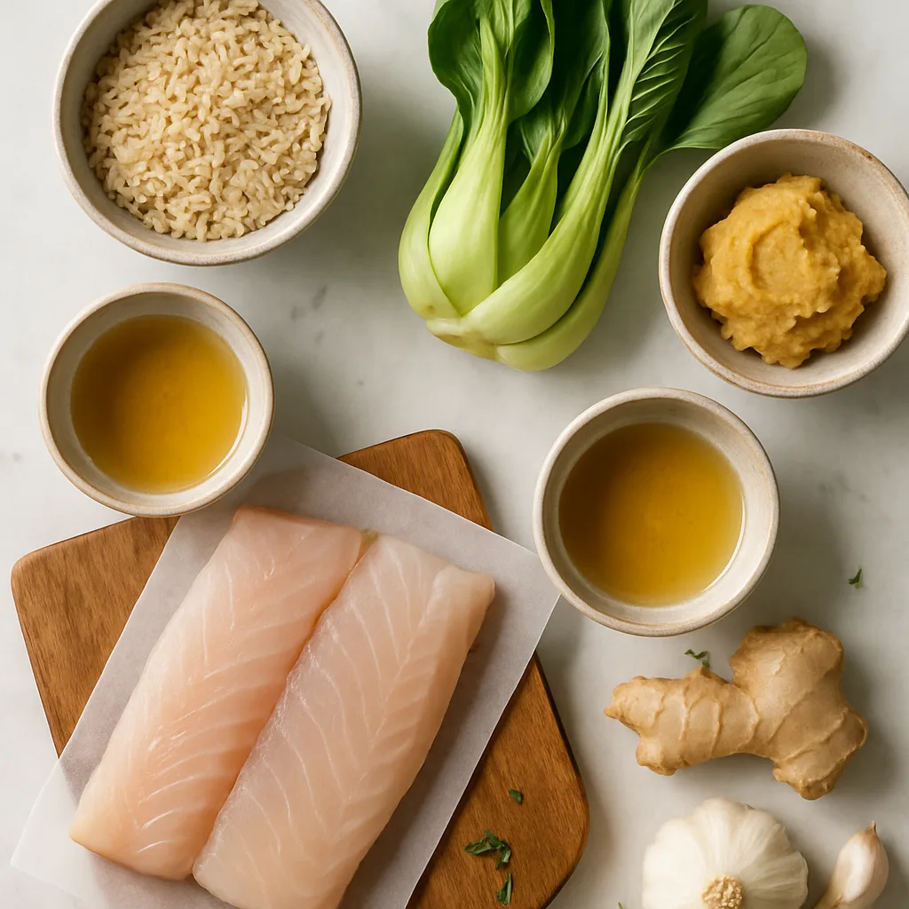 Ingredients for Miso-Glazed Cod with Bok Choy & Brown Rice