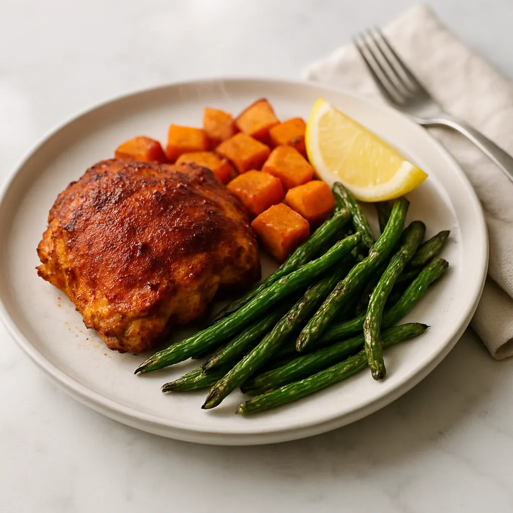 One-Pan Paprika Chicken with Sweet Potato & Green Beans