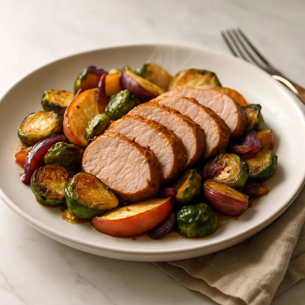 Pork Tenderloin with Apple & Brussels Sprouts