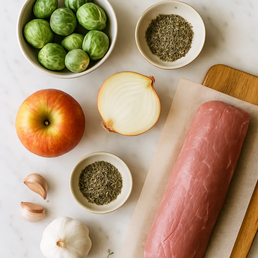 Ingredients for Pork Tenderloin with Apple & Brussels Sprouts