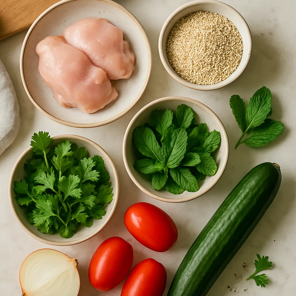 Ingredients for Quinoa Tabbouleh with Grilled Chicken