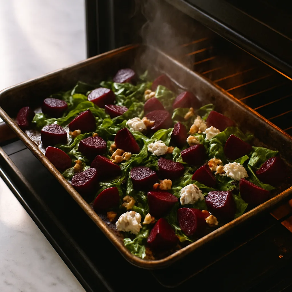 Roasted Beet & Goat Cheese Salad cooking in progress