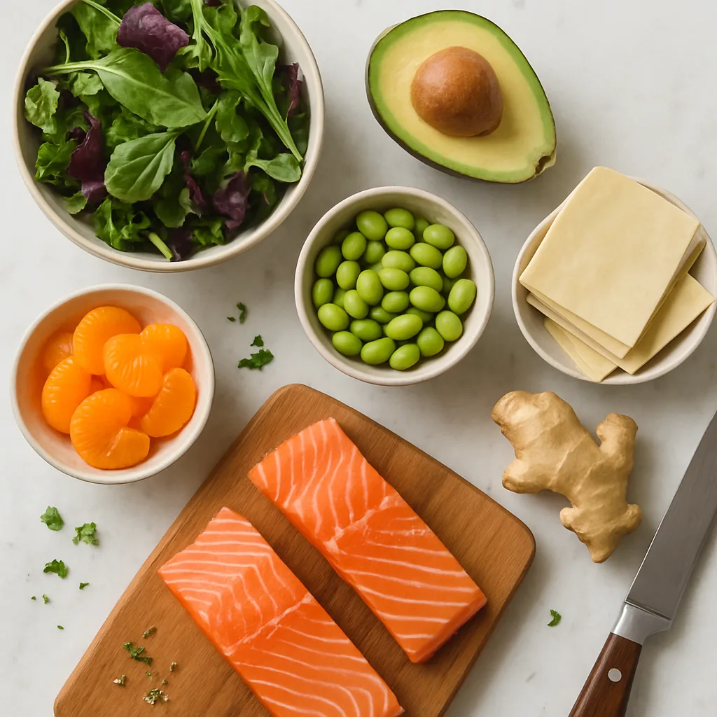 Ingredients for Sesame Ginger Salmon Salad