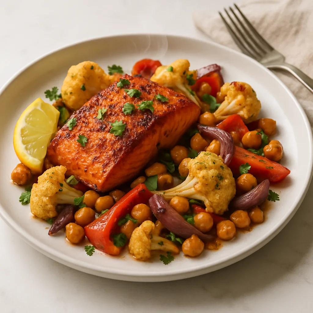 Sheet Pan Harissa Salmon with Vegetables