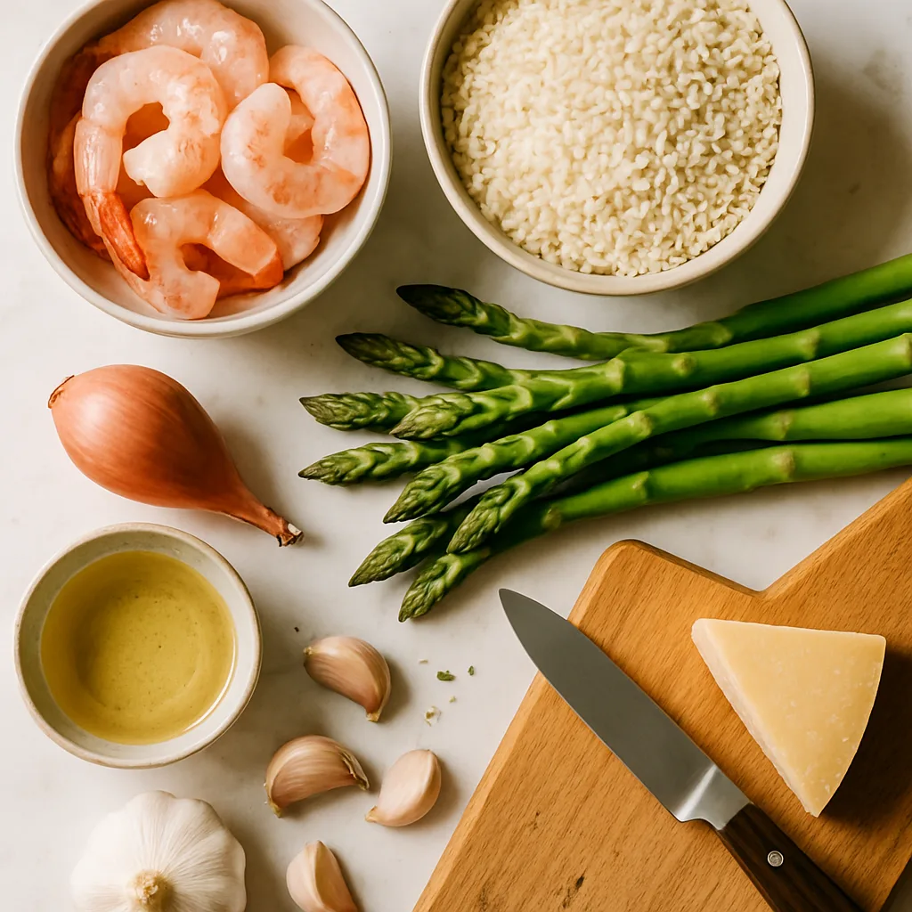 Ingredients for Shrimp & Asparagus Risotto