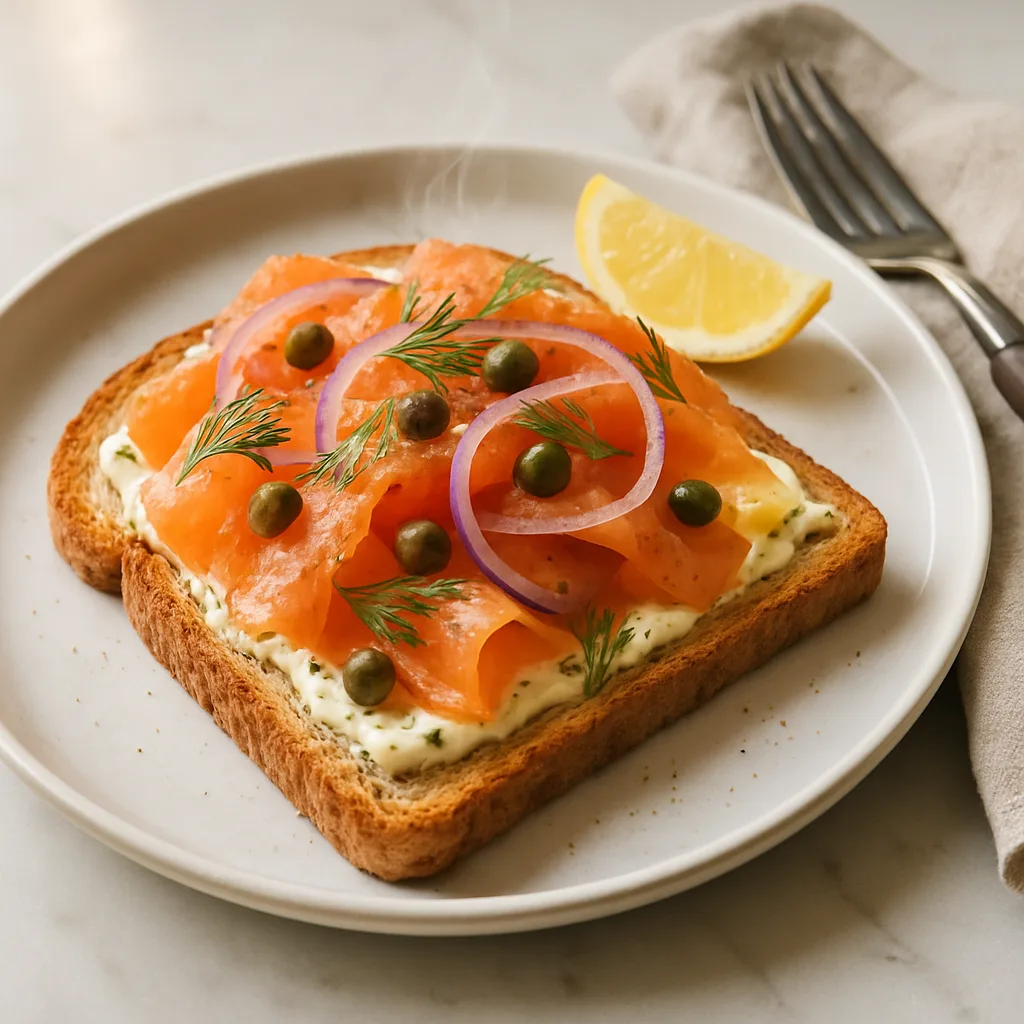 Smoked Salmon & Cream Cheese Toast with Capers