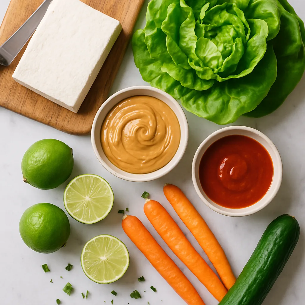 Ingredients for Spicy Peanut Tofu Lettuce Wraps