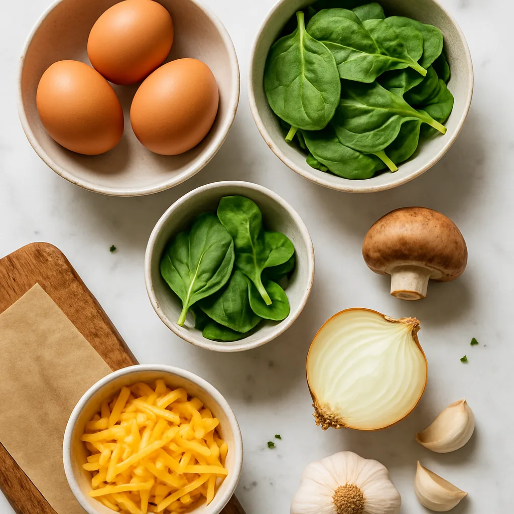 Ingredients for Spinach & Mushroom Egg Muffins