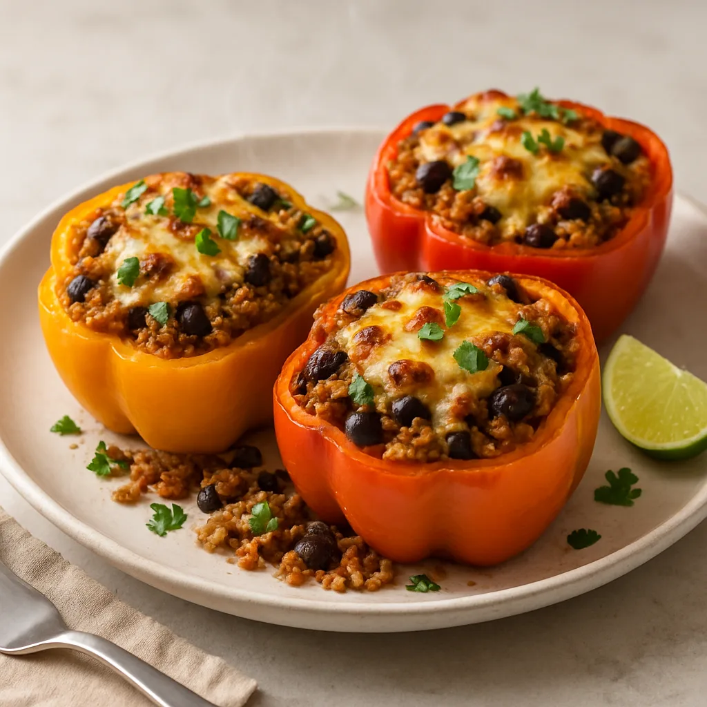 Stuffed Bell Peppers with Ground Turkey & Quinoa