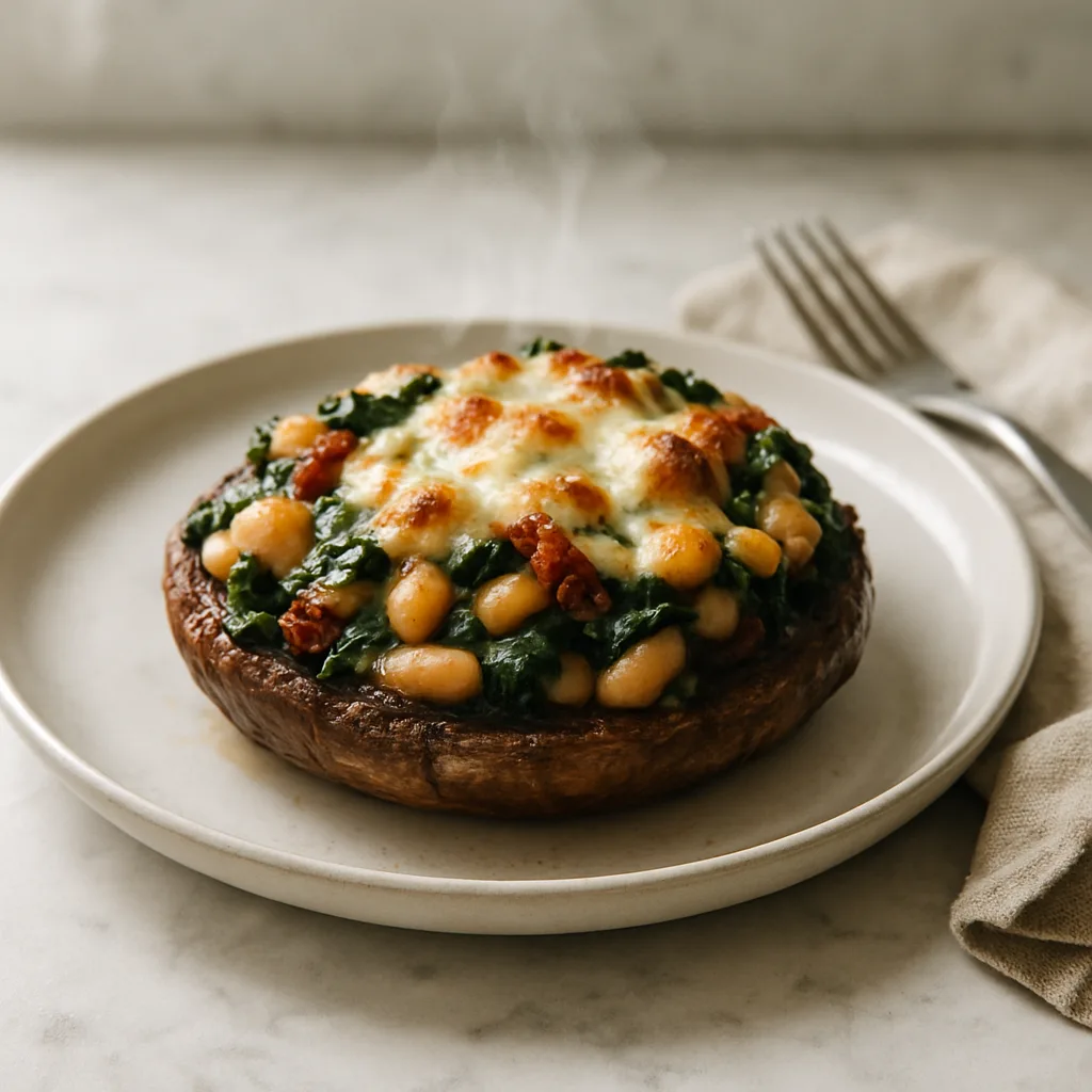 Stuffed Portobello Mushrooms with Spinach & White Beans