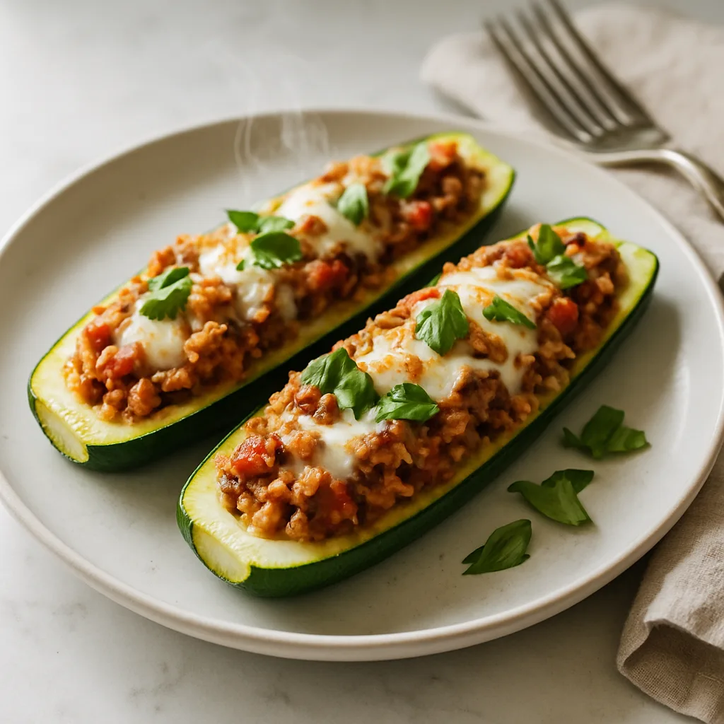 Stuffed Zucchini Boats with Ground Turkey