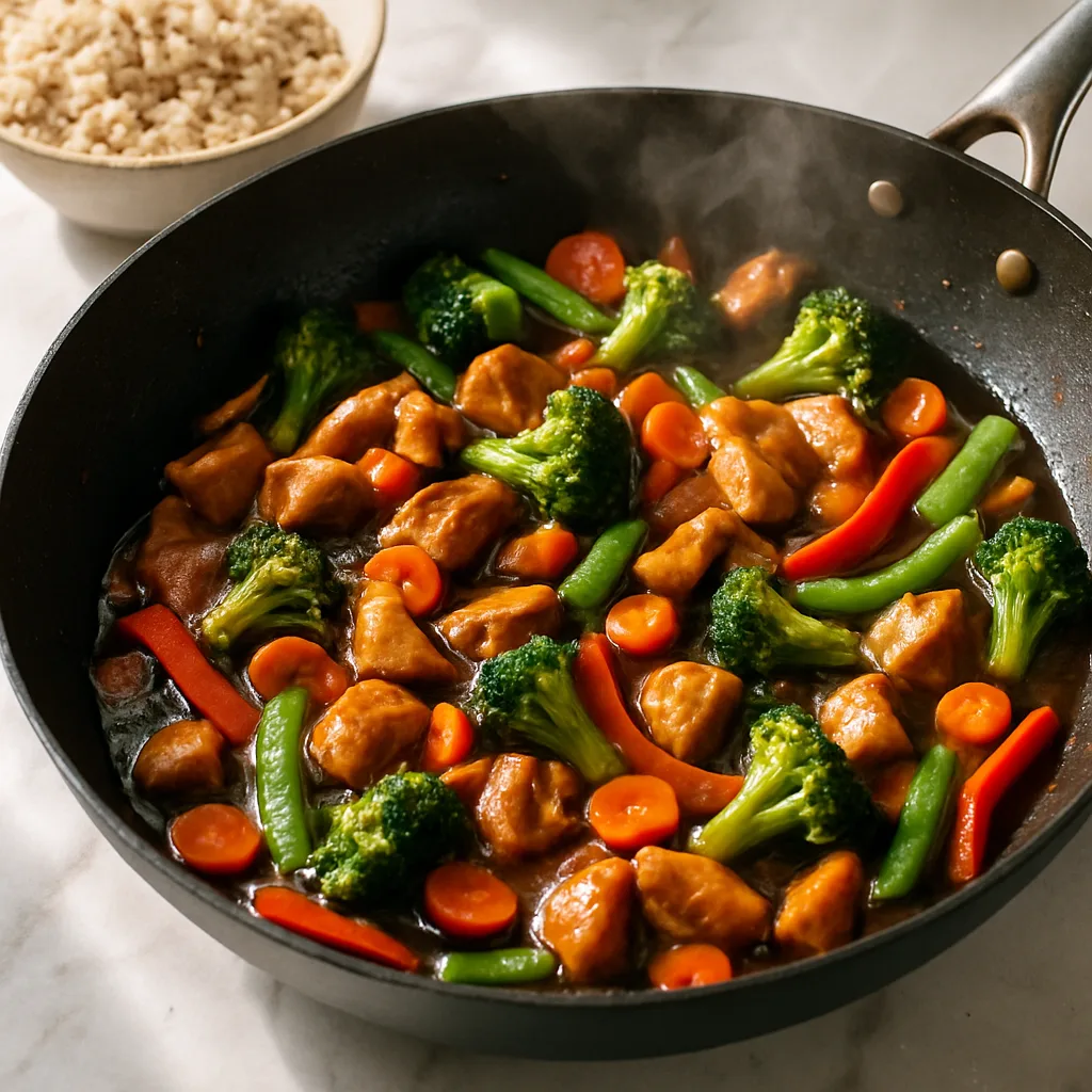 Teriyaki Chicken Stir-Fry cooking in progress